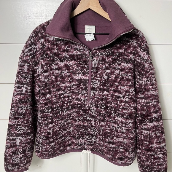 Varley Bailey Half Zip Speckled Fleece Pullover Rose Heavyweight Size Small - Picture 2 of 6